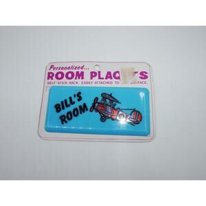 Vintage 1973 Russ Berrie Co. Personalized Plaque Bill’s Room Blue With Plane